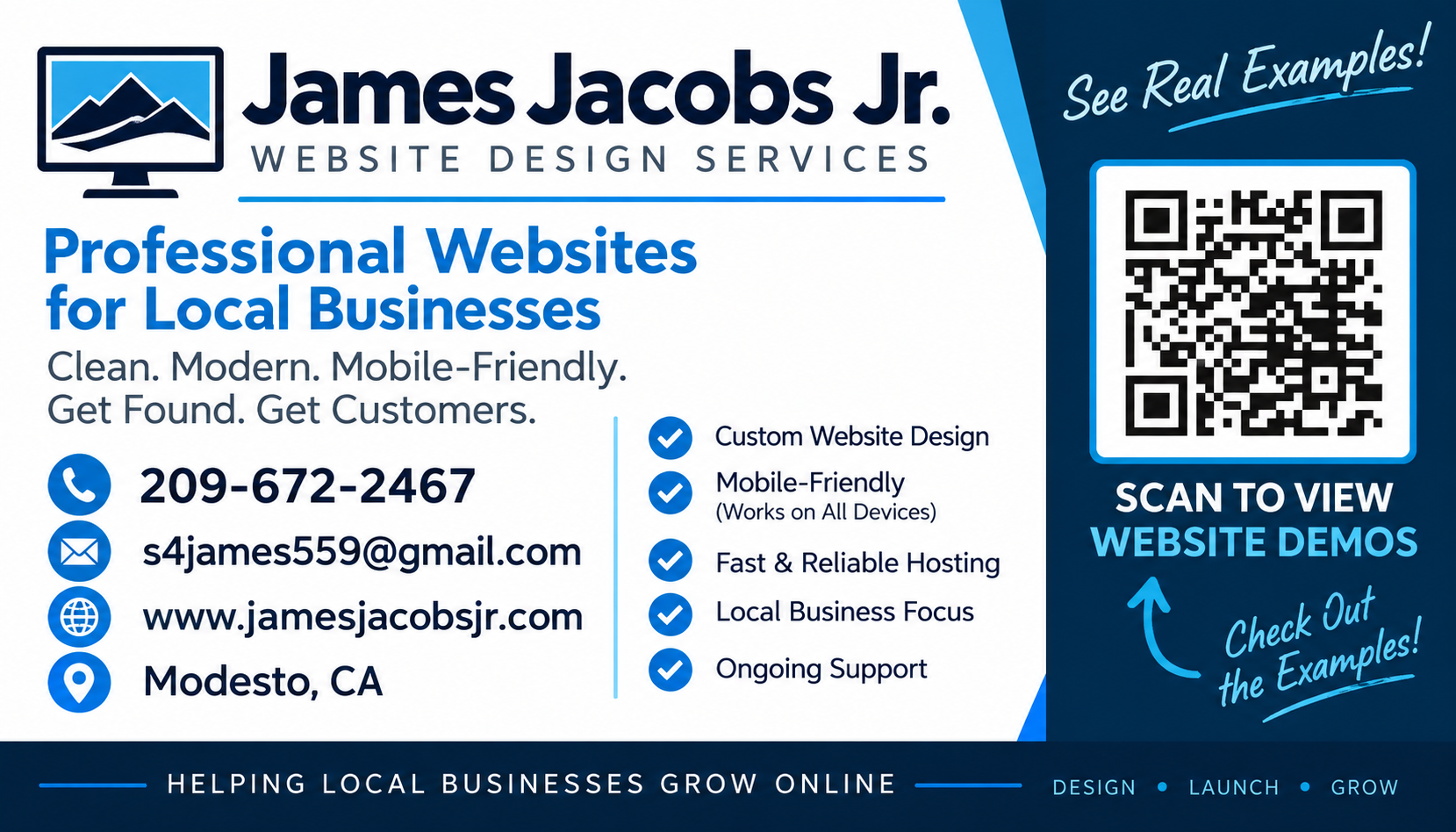 James Jacobs Jr. Website Design Services business card