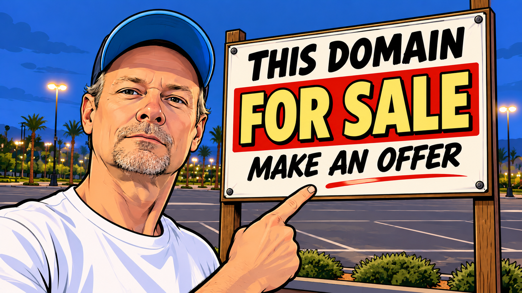 Illustrated Make an Offer domain sign concept